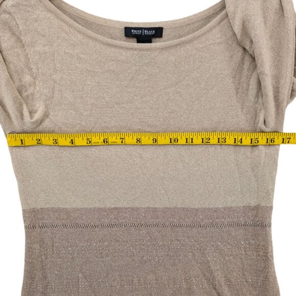 White House Black Market Asymmetrical Tunic Sweater Womens Gold 3/4 Sleeve Sz M - Picture 6 of 10